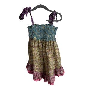Zimmermann Girls Carnaby Spliced Floral Smocked Tie Dress 1 Kids Multi Color